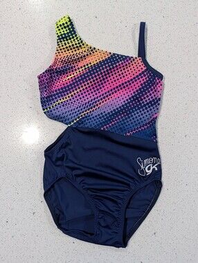 GREAT GK Elite AXS Extra Small SIMONE BILES Gymnastics Dance Leotard Asymmetric